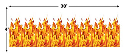 Beistle Plastic Flame Wall Backdrop, 4’ x 30’ – Photo Backdrop, Easy to Adhere Wall Covering, Party Decor, Burning Fire Photography Background for Birthdays, Holidays & Events - style: Flame