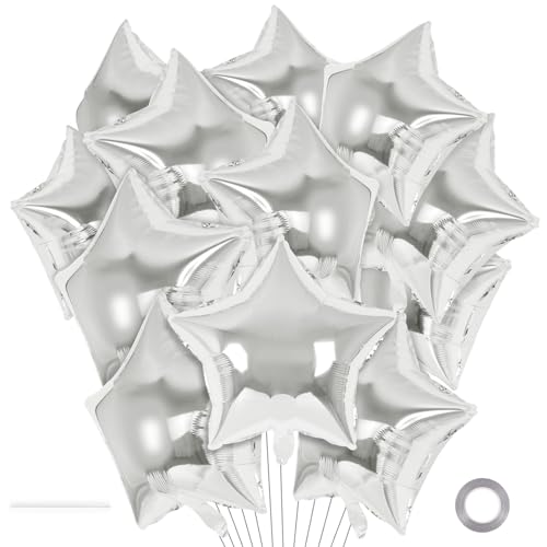 20 Pcs Star Balloons,18 Inch Silver Star Foil Balloons,Stars Shaped Balloon Mylar Helium Balloon for Birthday Party Anniversary Wedding Baby Shower Decorations (Silver) - color: 18inch-silver