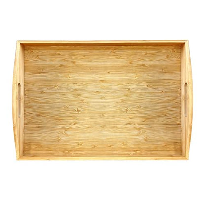 Bamboo Serving Tray Dinner Plates Cheese Board 16.5"x11.8"（42x30cm with Handle - color: Only Big Serving Tray