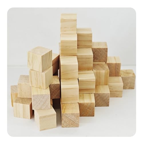 50Pcs 0.78inch Unfinished Natural Wooden Cubes, Square Craft Wood Blocks for DIY Projects, Blank Wood Squares for Art, Building, Personalized Crafts, Wedding Decor, and Creative Displays - size: 2cm