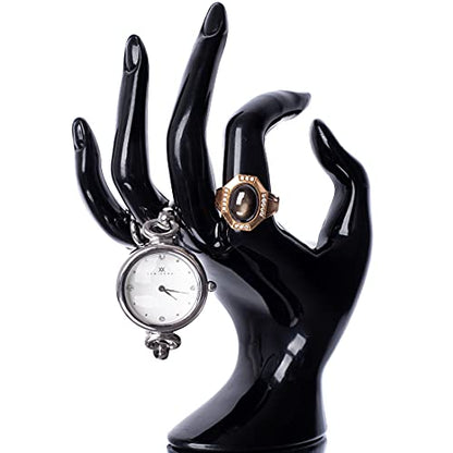 HOMEGOAL Hand Jewelry Holder, Bracelet Ring Watch Jewelry Display Holder Stand, Mannequin Hand, Polyresin, 7 Inch (Black) - color: Black