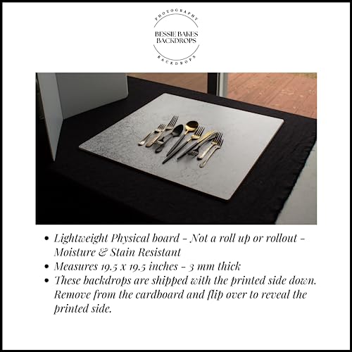 Bessie Bakes Marble Replicated Photography Backdrop 19.5 Inch x 19.5 Inch Square 3 mm Thick