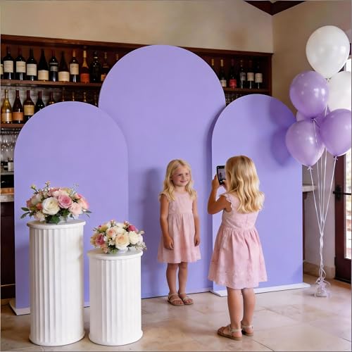 Lavender Arch Backdrop Cover Set of 3 Spandex Wedding Arch Covers for Bridal Shower Birthday Party Gender Reveal Events Backdrop Decorations (6/6.6/7.2ft) - color: Lavender, size: 6/6.6/7.2 FT