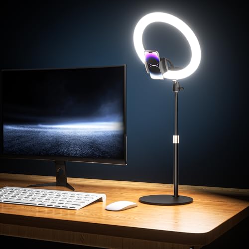 UBeesize 12" Desk Ring Light with Stand & Phone Holder - Adjustable Studio Light for Photography，Zoom Meetings, YouTube, TikTok, Live Streaming - style: Classic Model