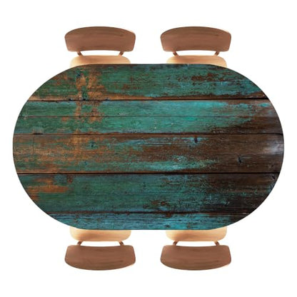 Oval Fitted Table Cloth Elastic Edged, Retro Blackish Green Wood Texture Background, Oval Table Cover for Picnic, Banquet, Home Kitchen, Fits 42"x60" Oval Tables - color: Wood Texture -10, size: 42" x 60" (Oval)