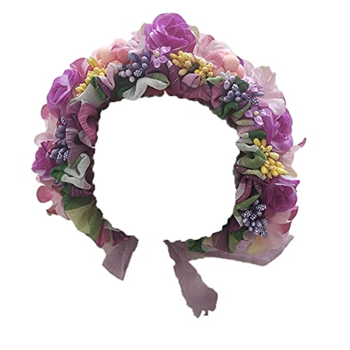 Newborn Baby Headbands Vintage 3D Floral Bonnet Hat for Infant Full Moon Photography Props Hairband Accessories - color: T-304