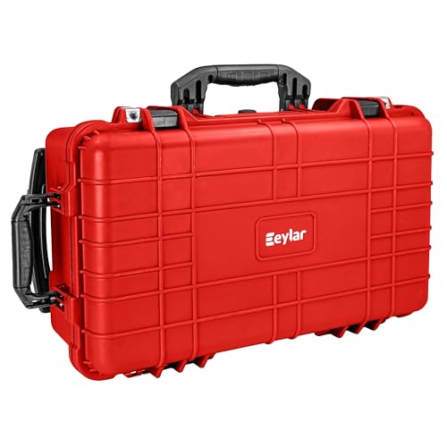 Eylar 22" Carry-On Travel Roller Gear, Camera, Drones, Tools, Equipment Hard Case Waterproof with Foam (Red) - color: Red