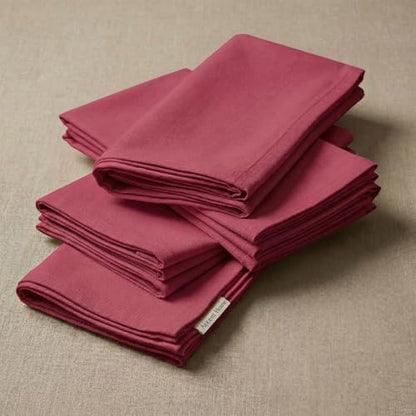 ACCENTHOME Accent Home 100% Cotton Napkins, Delicate Cloth Napkins for Dinners, Parties and Weddings，18 x 18 Inch Set of 12 - Red - color: 06 - Red - Twill, size: 18"x18" - Pack of 12