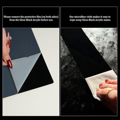Food Photography Backdrops with Gloss Black Acrylic, 10 Pcs 20 Patterns Photo Backdrop Board, Waterproof Tabletop Small Shooting Kit for Creator, Metlakat