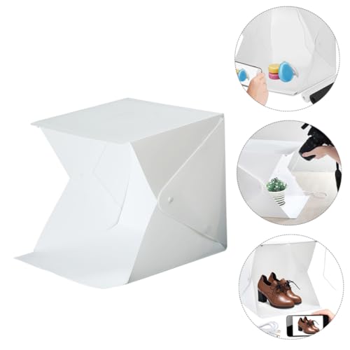 PRETYZOOM 20cm Folding Photography Light Tent with Dual LED Bars, Portable Mini Photo Light Box Kit with 4 Color Backdrops for Product Shooting and Jewelry Photography