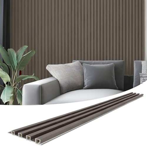 Art3d 8-Pack 96 x 6in. WPC Acoustic Slat Wall Panel for Modern Interior Decor, TV Background, Living Room, Grey Oak - color: Grey Oak, size: 96*6