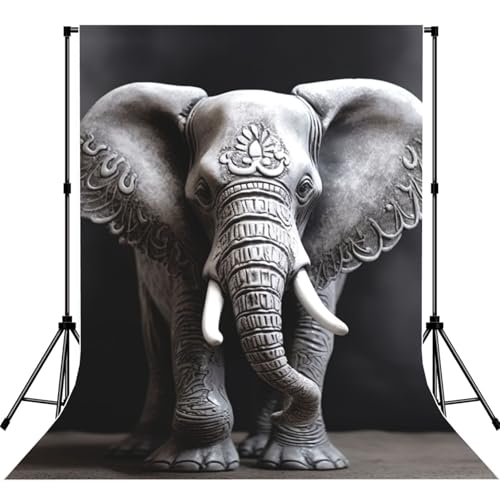 Gray Elephant Backdrop Background for Photography 5x7ft Photobooth Professional Photo Backdrop Curtains Video Photography Studio Photo Backgrounds Banner Booth Background Screen Parties - color: Gray Elephant