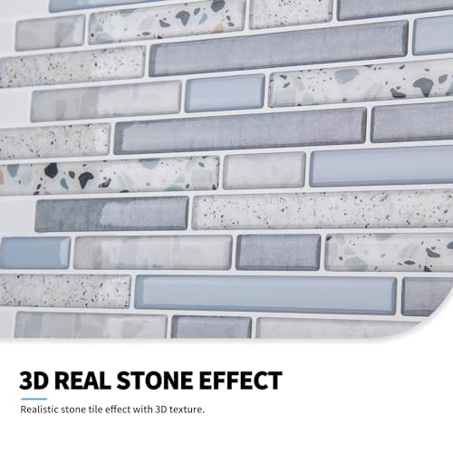 Art3d Peel and Stick Kitchen Backsplash Self-Adhesive Wall Tile Stone, 10 Sheets - color: Light Blue