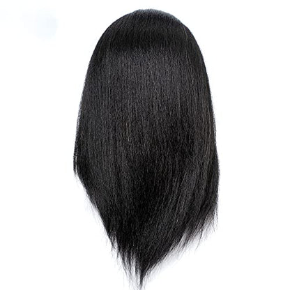 Mannequin Head Human Hair, 16inch, with 100% Human Hair, Cosmetology Doll Head for Hairdresser Practice Braiding Hair Styling, with Table Clamp Stand and Tools