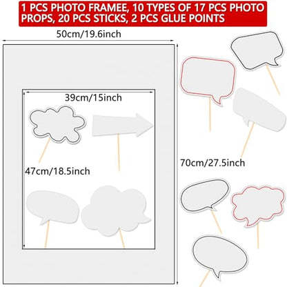 18pcs Blank Photo Booth Props Black Chalkboard Photo Booth Props Frame with Bubble DIY Photo Props for Birthday Wedding Party Supplies（White） - color: White
