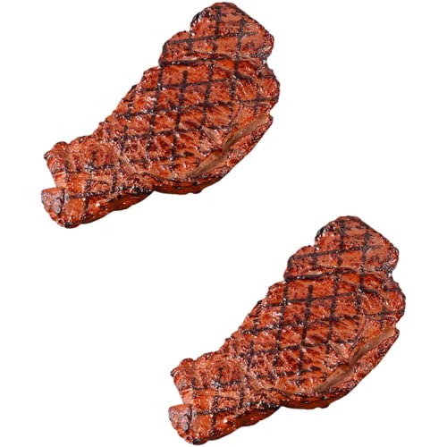 2Pcs Simulated Food Steak Artificial Lifelike Steak Fake Cooked Roast Beef Meat Model for Home Kitchen Cabinet Desk Shops Party Decor Sample Display Photography Props - size: free size