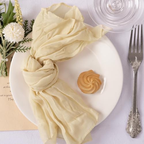 MLMC 10 Pack Champagne Cheesecloth Napkins Bulk Washable Cloth Napkins Set of 10 21"x21" Sand Rustic Boho Gauze Dinner Table Napkins for Wedding Bridal Shower Family Gathering Decor - color: Champagne, size: 21" x 21" (Set of 10)