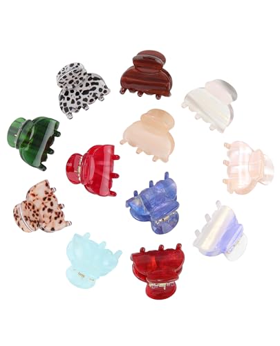 Claw Jaw Hair Clips 12PCS Small for Thin Hair Styling Mini Accessories Classic Clamp for Women Girls - color: Basic Solid color