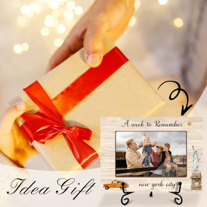 New York Vacation Frame - A Week To Remember,Family Vacation Honeymoon Holiday Trip, 4 x 6 Picture Frame with Stand for Tabletop Display, Birthday Gifts - New York - color: Frame25