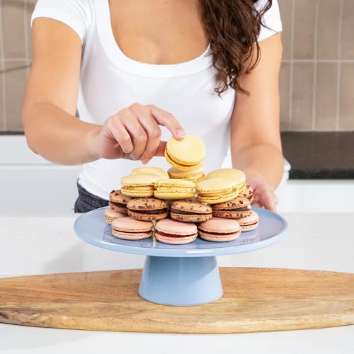 The Cake Stand – 10 Inch Gloss Ceramic Pedestal Cake Stand, Modern Footed Dessert Stand for Cakes, Cupcakes, Cookies & More (Periwinkle) - color: Periwinkle