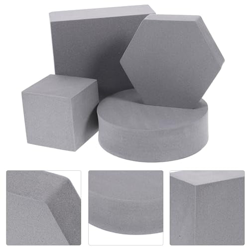 4Pcs Geometric Foam Cube Photo Props Set for Product Photography, Decorative Photo Background Blocks for Cosmetics and Makeup, Gray 3D Photography Studio Posing Accessories