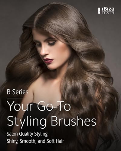Ibiza Hair Boar Bristle Round Brush (B5-80mm) | Blonde Bristles & Cork Handle | Ideal for Color Treated Tresses | Soft Curls, Big Volume & Large Sections | Adds Shine for Long Styles - size: B5
