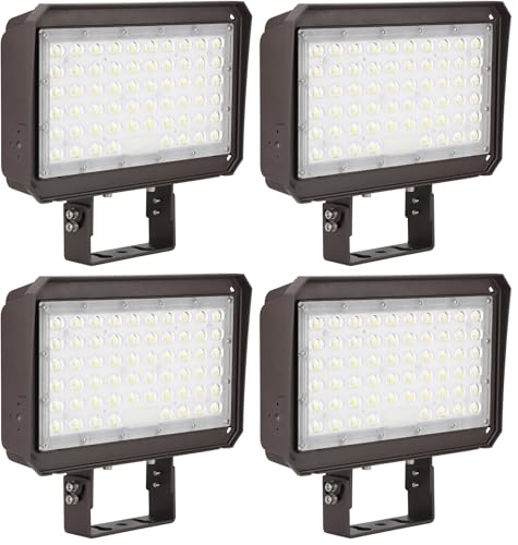 kadision 150W LED Flood Light with Dusk-to-Dawn Photocell, 150W/100W/75W Adjustable 130lm/W 5000K Daylight 100-277V IP65 Waterproof, Trunnion Mount LED Parking Lot Light, ETL Listed (Pack of 4) - size: L (Pack of 4)
