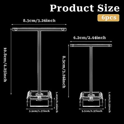 KALIONE 6 Pcs Acrylic Earrings Display Clear Earring Display Holder T Bar Earring Organizer Countertop Earring Hanger Stand Holder Tree Stand Earring Holder for Jewelry Props Show