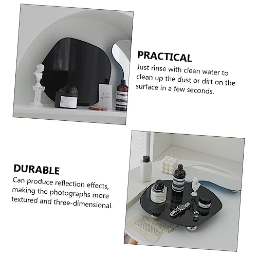 IMIKEYA Photography Background Tray for Aromatherapy Products Black Photo Prop Reflective Display Sturdy Easy to Clean