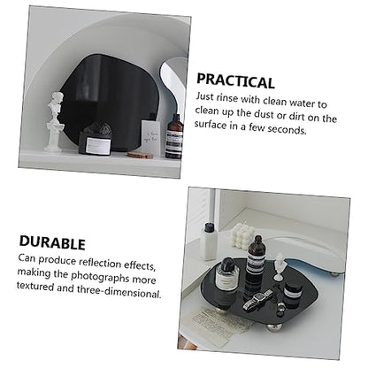 IMIKEYA Photography Background Tray for Aromatherapy Products Black Photo Prop Reflective Display Sturdy Easy to Clean