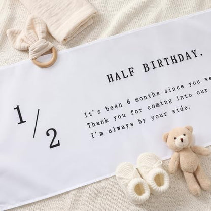 1/2 Birthday Banner, Halfway to One Baby Boy Girl Decorations, 6 Months Birthday Banner, Neutral Rustic Baby Shower Decor, Six Months Happy Party Photo Props