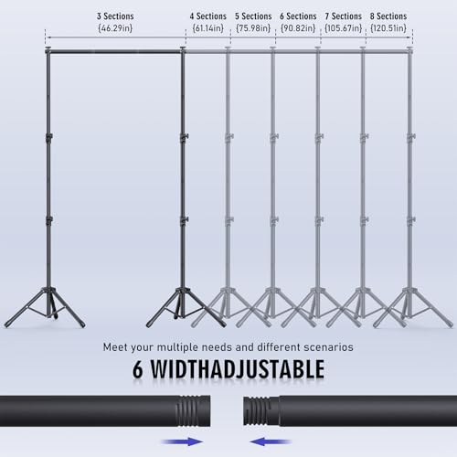 Backdrop Stand Kit - 6 Widths, 10x7.5ft Adjustable Background Stand for Parties & Studio Photography - size: 10x7.5ft
