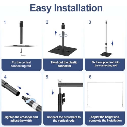 EMART Backdrop Stand,10x7ft(WxH) Adjustable Photo Background Stand with Upgrade Rod,Heavy Duty Flat Base,Metal Pipe and Drape Frame for Wedding,Birthday Party,Decorations,Photography Studio - size: 10x7ft