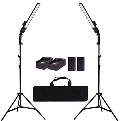 LED Video Light Battery Powered Photography Light Portable Handheld Wand,Dimmable 2800-5500K Photo Studio Light Kit with NP-970 Li-ion Battery and Stand for Portrait, YouTube,Outdoor Video - size: Lighting kit+NP-F970 battery