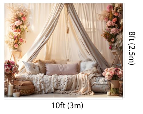 Kate 10x8ft Boudoir Pillows Backdrops for Photography Bedroom Headboard Background Branch Flowers Backgrounds Bridal Newborn Baby Show Decoration Studio Backdrop - size: 10x8ft