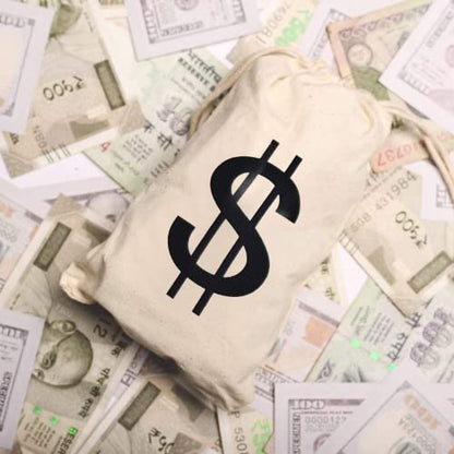 4pcs 7x13.8 Inches Canvas Money Bags - Costume Money Bag Prop with Dollar Sign, Money Sacks for Halloween Bank Robber Pirate Cowboy Cosplay Theme Party - size: M-7 x13.8 in