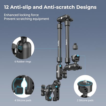 SMALLRIG 22" Magic Arm Clamp, Overhead Phone Mount Holder Stand, Flexible Desk Camera Mount, Articulating Friction Boom Arm, for POV Shot, Filming, Light, Webcam, Action Camera - style: Double Ball Joints