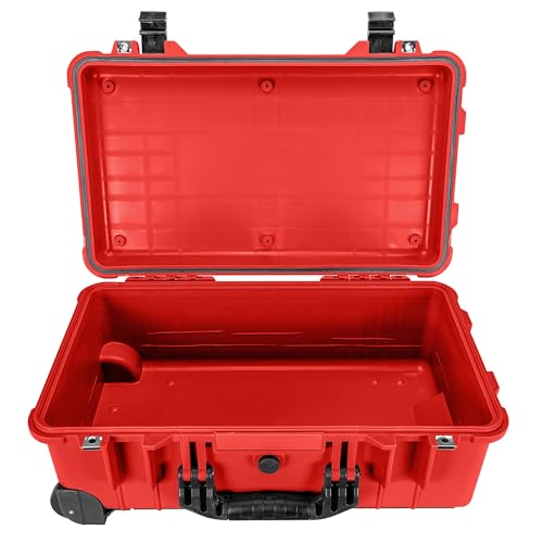 Eylar 22" Carry-On Travel Roller Gear, Camera, Drones, Tools, Equipment Hard Case Waterproof with Foam (Red) - color: Red