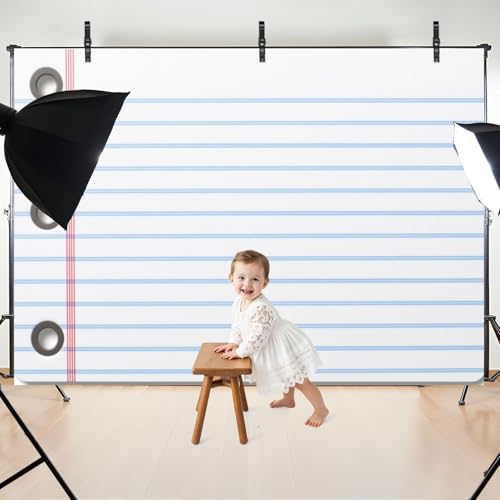 5x7ft Photography Backdrop School Backdrop Notebook Paper Welcome First Day Composition Classroom Photo Backdrop Photography Background for Photoshoot Portrait Video Party Photo Studio Prop Booth - color: Color8