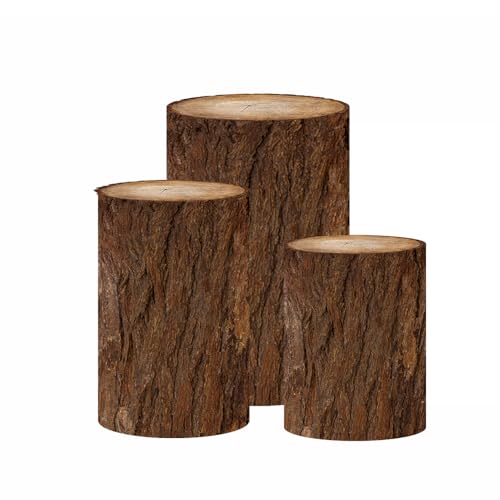NIVIUS PHOTO Simulated Tree Stump Spandex Pillar Cover for Metal Cylinder Pedestal Stands - 3 Pieces - Covers Only, Stands are not Included (NO-235) - color: No-235