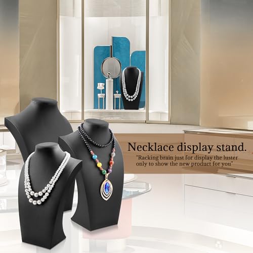 Homeanda Necklace Display Bust - PU Leather Jewelry Bust Stand for Photography, Boutique Display, and Home Organisation(Black-11.4"x6.7") - color: Black, size: 11.4"x6.7"