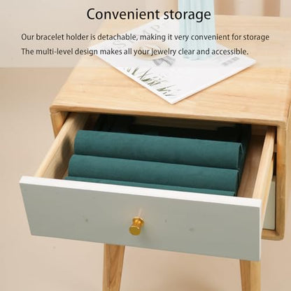 Velvet 3 Tier Bracelet Holder Display Stand, Detachable Jewelry Organizer Rack for Vendors, Green Watch Organizer Racks for Selling