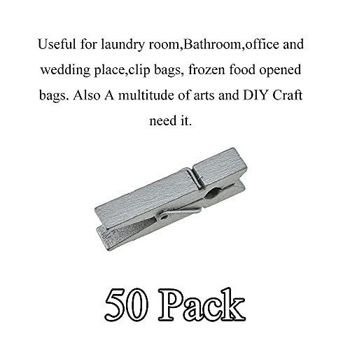 HAHIYO Silver Wooden Clothes Pins Clothespins Small Do NOT Fall Apart 1.38 inches Length 50 Pack Sturdy Strong Springs No Rust No Discoloration for Laundry Bathroom DIY Craft Photos Food Opened Bags - size: Silver 1.38 inches 50 Pack