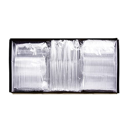 Party Essentials Medium Weight Plastic Cutlery Combo Set, Includes Knives/Forks/Spoons, 300 Pieces/100 Place Settings, Clear - color: Clear