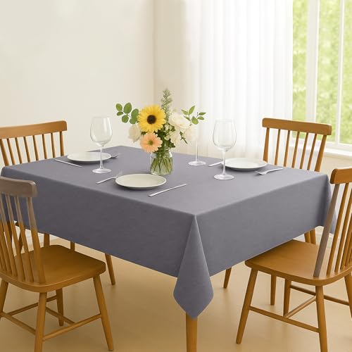 Tablecloth Waterproof Oil-Proof (Grey,60x84 Inch) Table Cloth Stain-Resistant Wipeable Rectangle or Square Table Cover for Indoor and Outdoor - color: Grey, size: 60" x 84" (Rectangular)