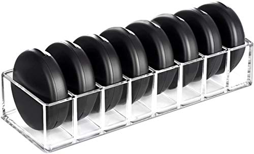 HBlife Clear Acrylic Makeup Compact Organizer, 8 Spaces Vanity Organizer Stand Eyeshadow Pallet Storage for Lipstick Bronzer Powder Highlighter, Skincare Cosmetic Display Cases for Bathroom - color: Clear