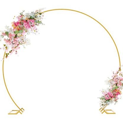 Wokceer Round Backdrop Stand 8FT Gold Wedding Arch Metal Circle Balloon Arch Stand for Birthday Party Wedding Bridal Shower Anniversary Ceremony - color: Gold, size: 8 FT
