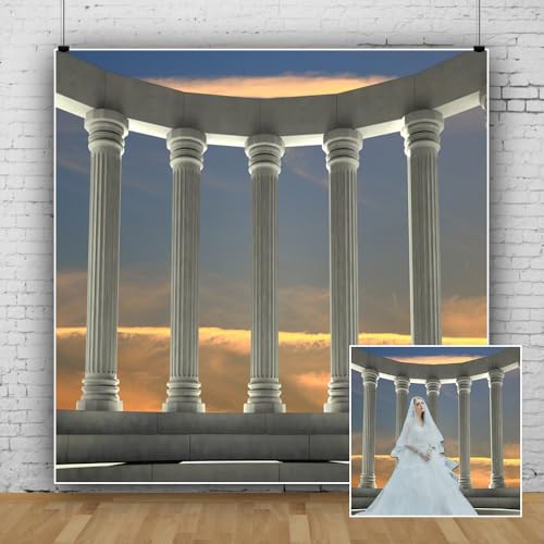 6x6ft Greek Marble Pillars Backdrop Roman Empire Architecture Civilisation Culture Ancient Ruins Temple Historical Building Photography Background Archaeological Research Shoots Props - size: 6x6ft