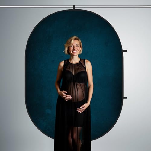 Kate Collapsible Backdrop Brown Blue Pop Up Background Portable for Headshot and Portrait Photography, Video, 5x6.5ft - color: CB06
