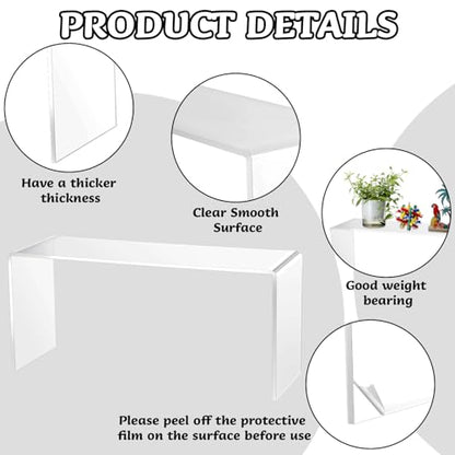 Soaoo 4 Pcs Large Acrylic Riser Display Stands Clear Shelf Riser Jewelry Stand Retail Desktop Display for Show Decor Cupcake, Collectibles Figures, Organize, Decor(10.25 x 4 x 4.25 Inches) - size: 10.25 x 4 x 4.25 Inches